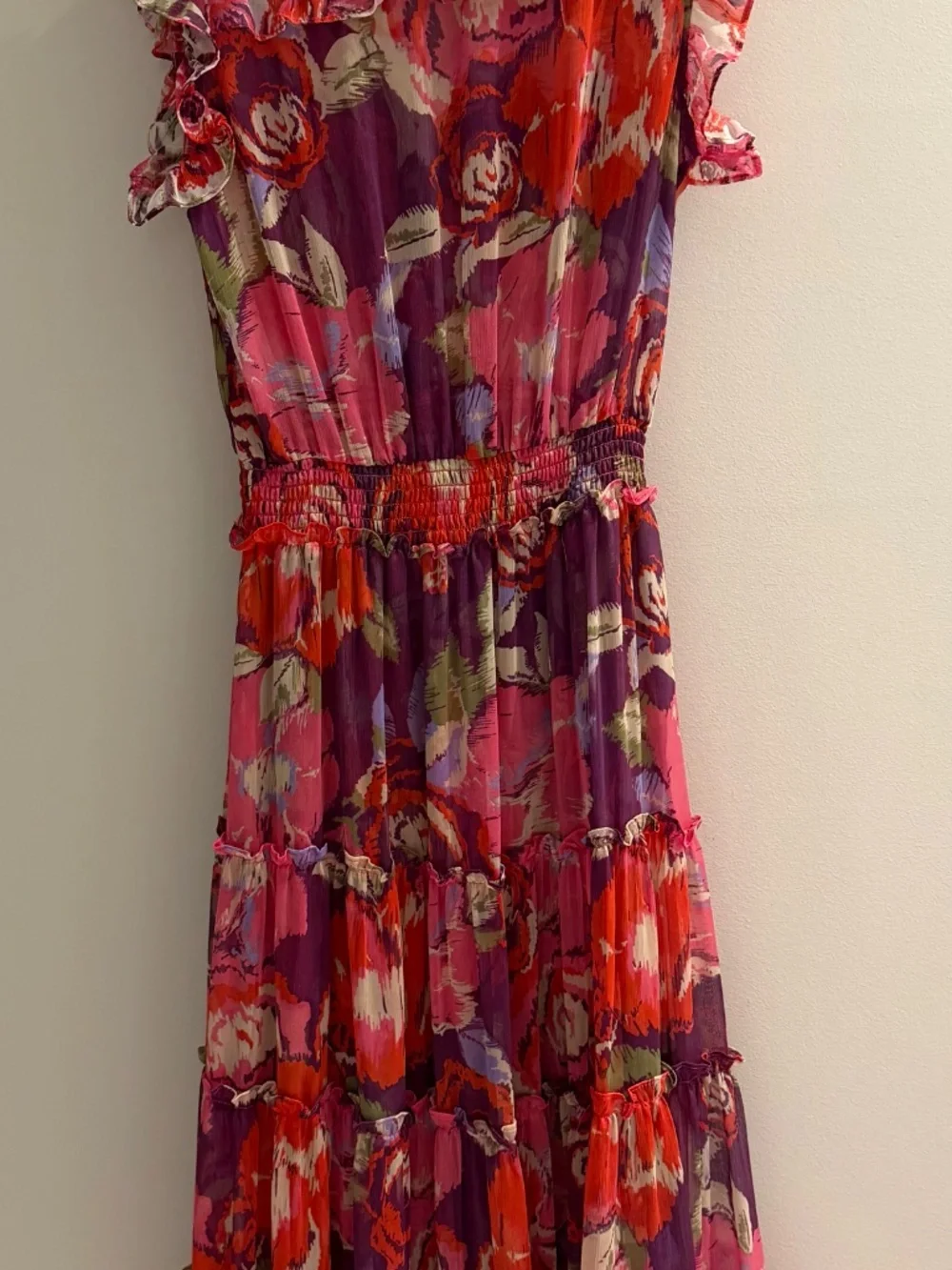 MISA Los Angeles Trina Maxi Dress in Coming Up Roses Pink Ruffle Size Medium - Picture 2 of 6